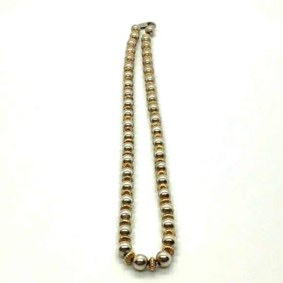 Sterling Silver 14kt gold beaded necklace 23grams